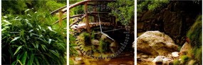 Tablou - Pod prin râu (cu ceas) (90x30 cm)