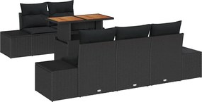 vidaXL Set de masă pentru grădină cu pernă 6 pcs Negru și Maro