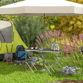 Outsunny Set Masă de Camping Pliabilă cu 4 Scaune, Masă de Picnic Reglabilă pe Înălțime, 4 Bănci și Orificiu pentru Umbrelă, din Aluminiu, pentru Picnic, Mare, Grădină, Negru | Aosom Romania