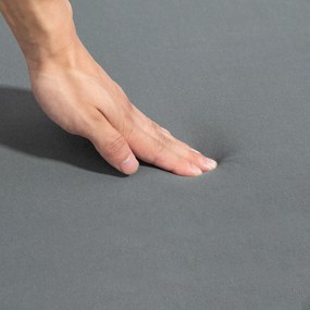 HOMCOM Bancă de Depozitare pentru Intrare Ovală 72L cu Design Scanalat, Capac Ridicabil și Șezut Capitonat, Bancă de la Capătul Patului Pouf în Catifea și Picioare de Lemn de Pin, 108x44x43.5 cm, Gri | Aosom Romania