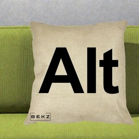 Perna Personalizata Tasta Alt Tipografie Bold, 40x40 cm, Crem, Husa Detasabila, Perna Inclusa, BEKZ®