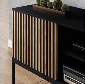 Comodă TV lemn masiv Sia Negru, 150 × 40 × 60 cm