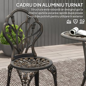 Outsunny Set de Gradina 3 Piese din Aluminiu cu 2 Scaune | Aosom Romania