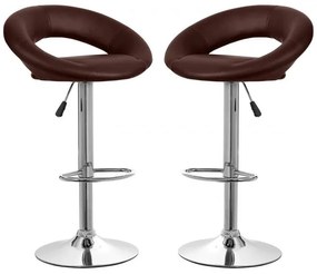 Set 2 scaune bar, Bedora Oval, piele ecologica, maro