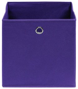 Cutii depozitare, 4 buc., violet, 32x32x32 cm, textil Violet fara capace, 1, 4, Violet fara capace