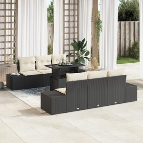 vidaXL Set de mobilier de grădină de 7 piese cu perne, din ratan sintetic negru