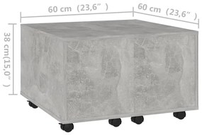 Masuta de cafea, gri beton, 60x60x38 cm, PAL 1, Gri beton