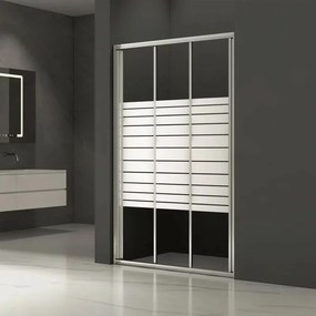 Usa de nisa culisanta Inter Ceramic 120 cm sticla transparenta cu linii albe 4 mm profil crom lucios - alb