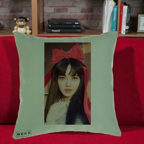 Perna Personalizata K-pop BLACKPINK Rose cu Funda Rosie, 40x40 cm, Verde, Husa Detasabila, Perna Inclusa, BEKZ®