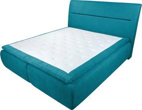 Pat matrimonial, Bergen Memory, 160x200 cm, cu spatiu pentru depozitare, Turcoaz