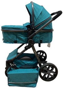 Carucior 2 in 1 cu cos de cumparaturi, transformabil, ușor și practic pentru copii 0-36 luni - CPC-34-turcoaz