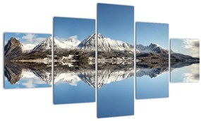 Tablou cu munți și reflectarea lor (125x70 cm), în 40 de alte dimensiuni noi