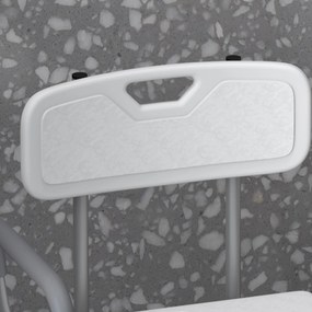 HOMCOM Scaun de Duș cu Spătar și Brațe, Toaletă cu Înălțime Reglabilă, Scaun de Toaletă cu Plăcuță de Picior, 53,5x46x70-82,5 cm, Alb | Aosom Romania