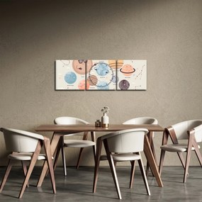 Tablou - Planete cu nume (cu ceas) (90x30 cm)