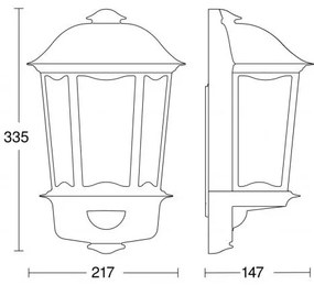Steinel 644413 - Corp de iluminat perete exterior cu senzor L 190 S 1xE27/100W/230V