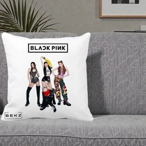 Perna Personalizata K-pop BLACKPINK Fotografie de Grup, 40x40 cm, Alba Mata, Husa Detasabila, Perna Inclusa, BEKZ®