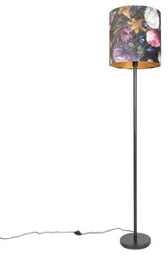 Lampă de podea romantică neagră cu umbră de flori 40 cm - Simplo