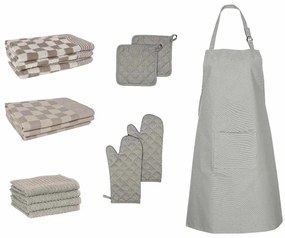 vidaXL Set prosoape 15 piese mănuși cuptor/suporturi oale gri bumbac