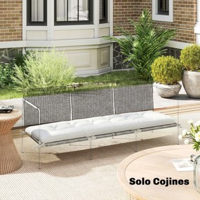 Outsunny Pernă pentru Bancă de Exterior cu Chingi de Prindere Protecție UV50+ Revenire Lentă Interior Exterior 198x65x13 cm Crem | Aosom Romania