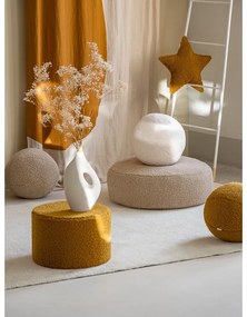 Fotoliu puf pentru copii maro deschis cu tapițerie din țesătură bouclé Round – Wigiwama