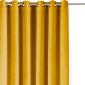 Draperie galben-muștar dimout (semi-opacă) din catifea 400x175 cm Velto – Filumi