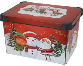Cutie de depozitare cu capac Christmas, 22 l, roșu, 40x23x30cm
