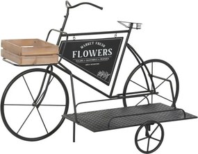 Stand decorativ cu 1 raft si un cosulet ,din metal și lemn, aspect natur, "Vintage Bicycle"