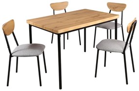 Set mobilier sufragerie Mimetizarse (stejar deschis + gri) (pentru 4 persoane). 1116413