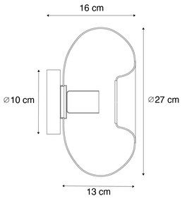 Aplică de perete Art Deco neagră cu sticlă fumurie - Ayesha