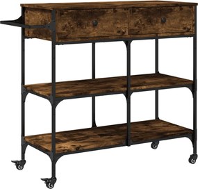 vidaXL Cărucior de bucătărie stejar fumuriu 105x42x95cm lemn prelucrat