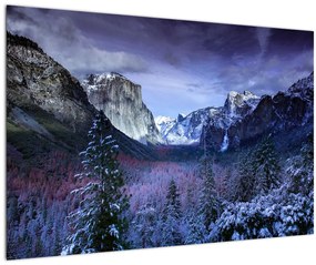 Tablou cu peisaj montan iarna (90x60 cm)