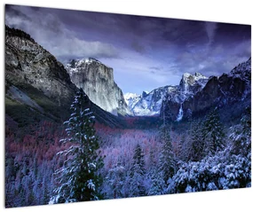 Tablou cu peisaj montan iarna (90x60 cm)