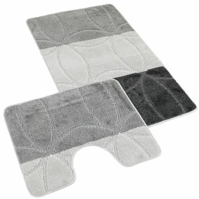 Set de covorașe de baie Kvalitex Geometrie gri, 60x 100 cm, 60 x 50 cm