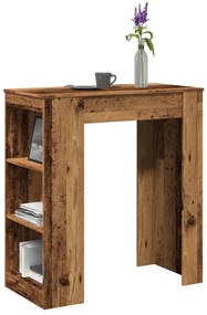 vidaXL Masă bar cu rafturi, lemn vechi, 95x47x103,5 cm, lemn prelucrat