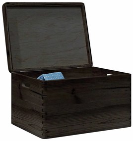vidaXL Cutie din lemn cu capac și mânere negru lemn masiv de pin
