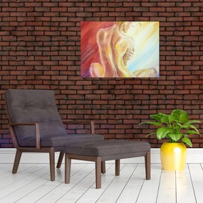 Tablou pe sticlă - Imaginea unei femei care se odihnește, pictură în ulei (70x50 cm)