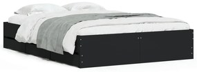 3207316 vidaXL Cadru de pat cu sertare, negru, 120x190 cm, lemn prelucrat