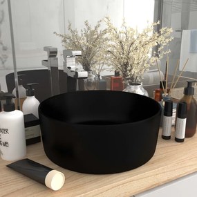 Chiuveta baie lux, negru mat, 40x15 cm, ceramica, rotund