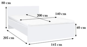 Pat dublu Miami fără cadru de pat 140x200 cm alb-alb