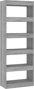vidaXL Bibliotecă/Separator cameră, gri sonoma, 60x30x166 cm, PAL