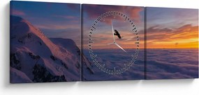 Tablou în apus de soare, Mont Blanc (cu ceas) (90x30 cm)