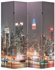 vidaXL Paravan cameră pliabil 160 x 170 cm, New York pe timp de noapte