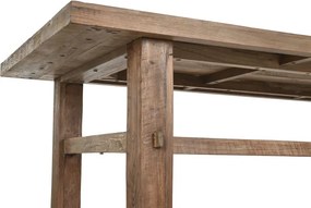 Masă dining din lemn masiv de tec reciclat, natur, 10 locuri, cu picioare masive, 78 x 220 x 90 cm, „Rusti”