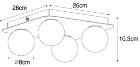 Plafoniera moderna pentru baie din otel patrata cu 4 lumini - Cederic