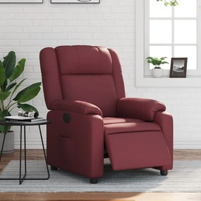 vidaXL Fotoliu rabatabil electric, roșu vin, piele ecologică