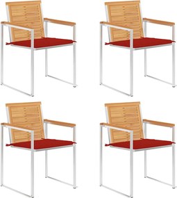 vidaXL Scaune de grădină cu perne, 4 buc., lemn masiv de tec