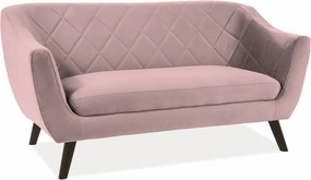Canapea MOLLY, roz antic - Bluvel 52, stofa catifelata/lemn, 160x85x83