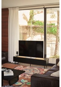 Masă TV neagră/în culoare naturală cu aspect de lemn de stejar 180x45 cm Arista – Teulat