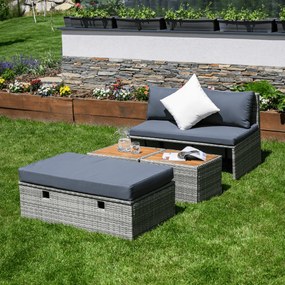 Set rattan de grădină DEBRA, gri/natural/crem