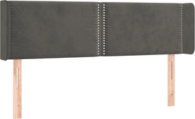 vidaXL Tăblie de pat cu aripioare gri închis 147x16x78/88 cm catifea